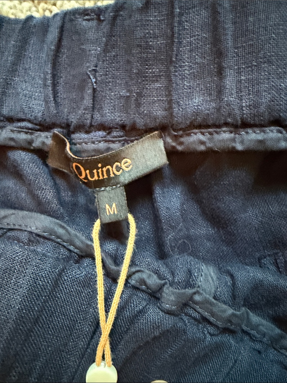 Quince Women's Navy Elastic-Waist Linen Chinos - Picture 2 of 4